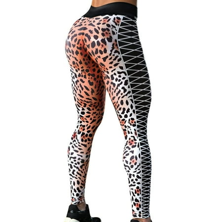 

Ziloco Women s Yoga Peach High Waist Leopard Print Hip Slim Long Sports Yoga Pants maternity pants Orange XL