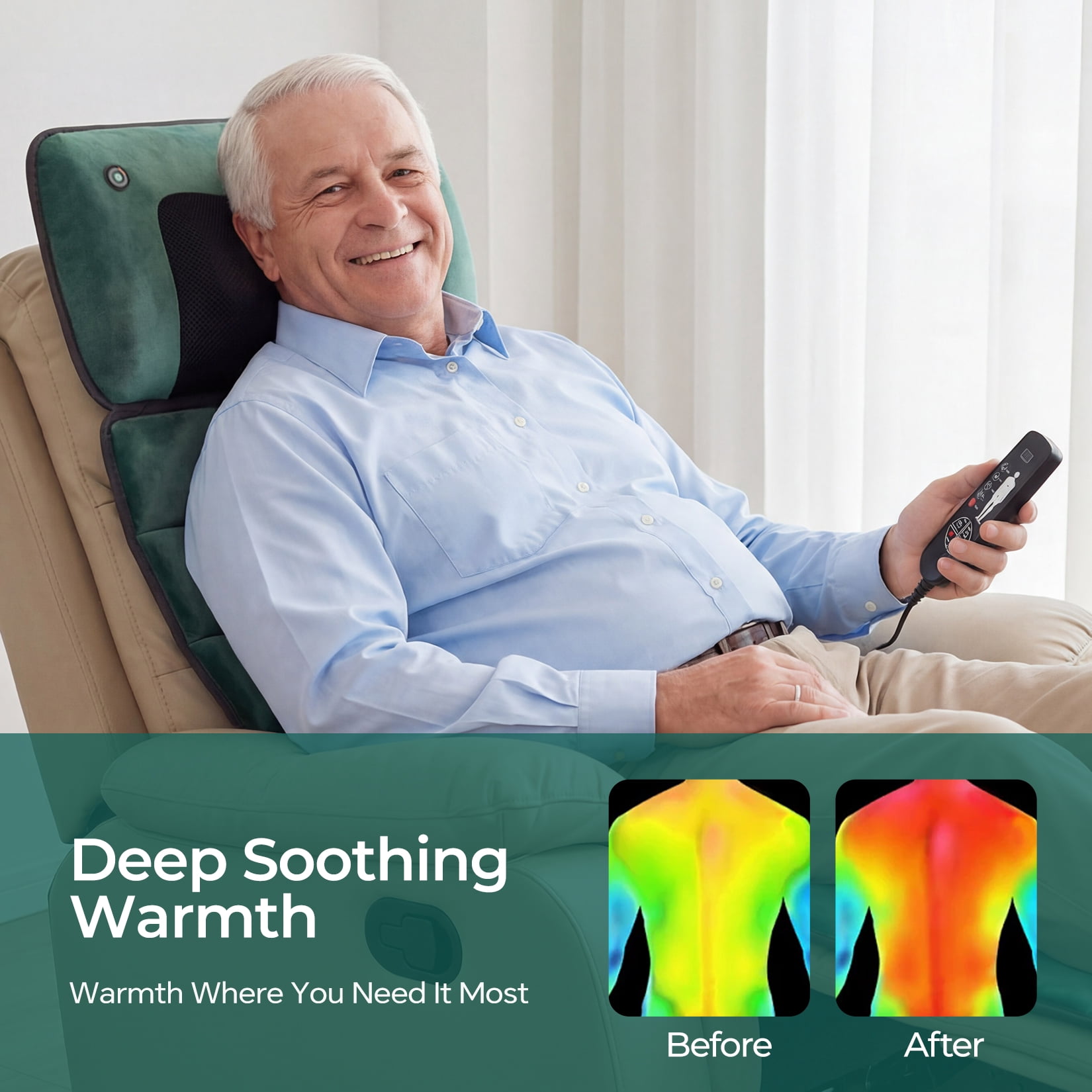 HOMEMASSA Massage Mats for Full Body with Heat,Shiatsu Kneading Vibration Back Massage Pad forfor Chair Bed Floor,Gifts