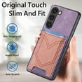 thumbnail image 3 of ELEHOLD for Samsung Galaxy S21, Wallet Phone Case,Slim Leather Shockproof Lens Protector with Card Slot Anti-Scratch Case Cover,Support Magnetic Car Mount, purple, 3 of 8