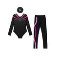 thumbnail image 3 of Miutii Big Girls' Ballet Dance Bodysuit Matching Hair Scrunchies Figure Skating Leggings Set Gymnastics Leotard Hot Pink 6, 3 of 7