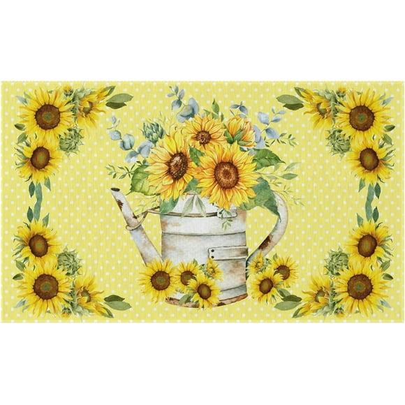 Door Mat Springtime Sunflower Watering Can Farm Country Outdoor Rug Outdoor Doormat 18x30 Inch