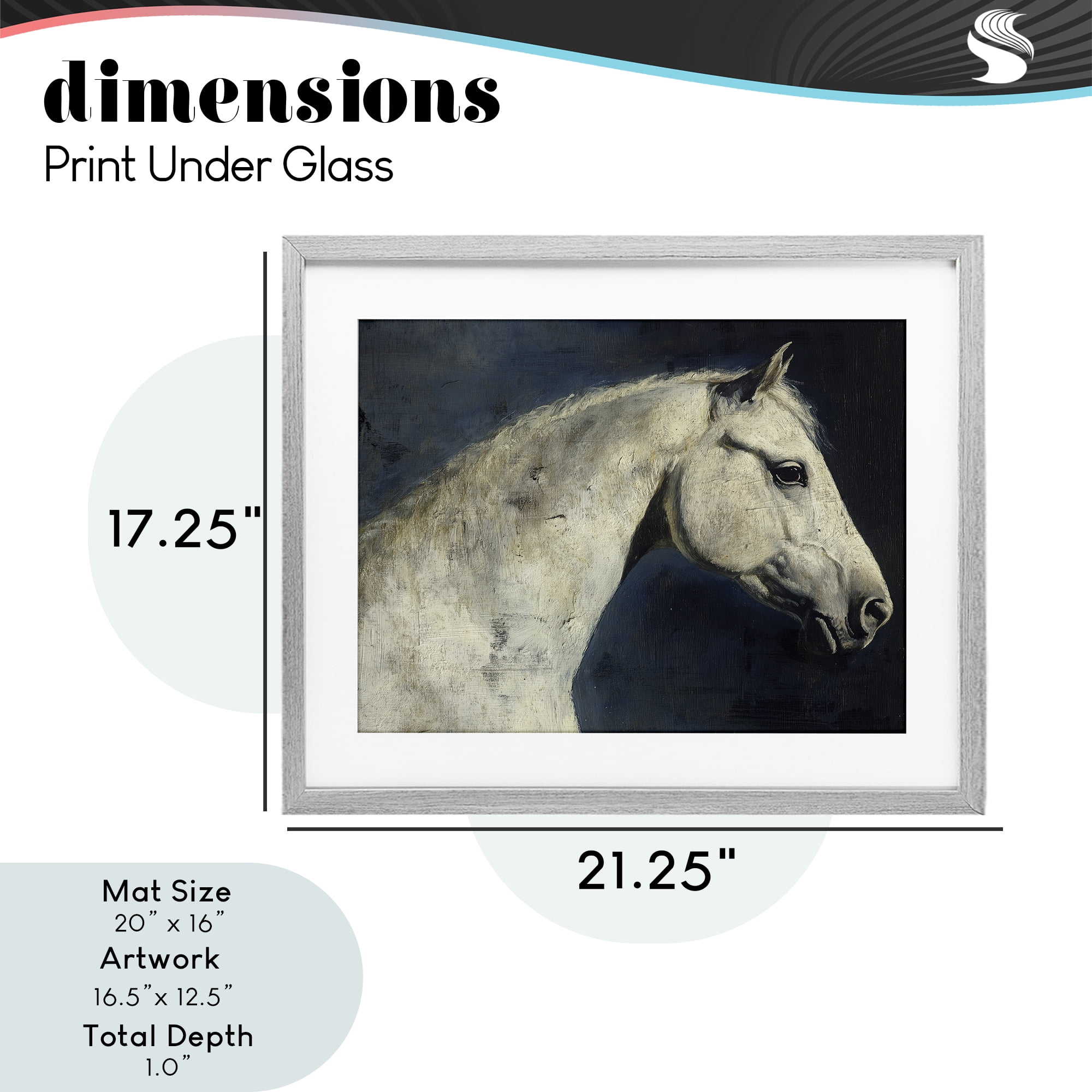 Stupell Industries Equine On The Blue Night Gray Framed Print Under Glass, design by Svetlana Aleynikova