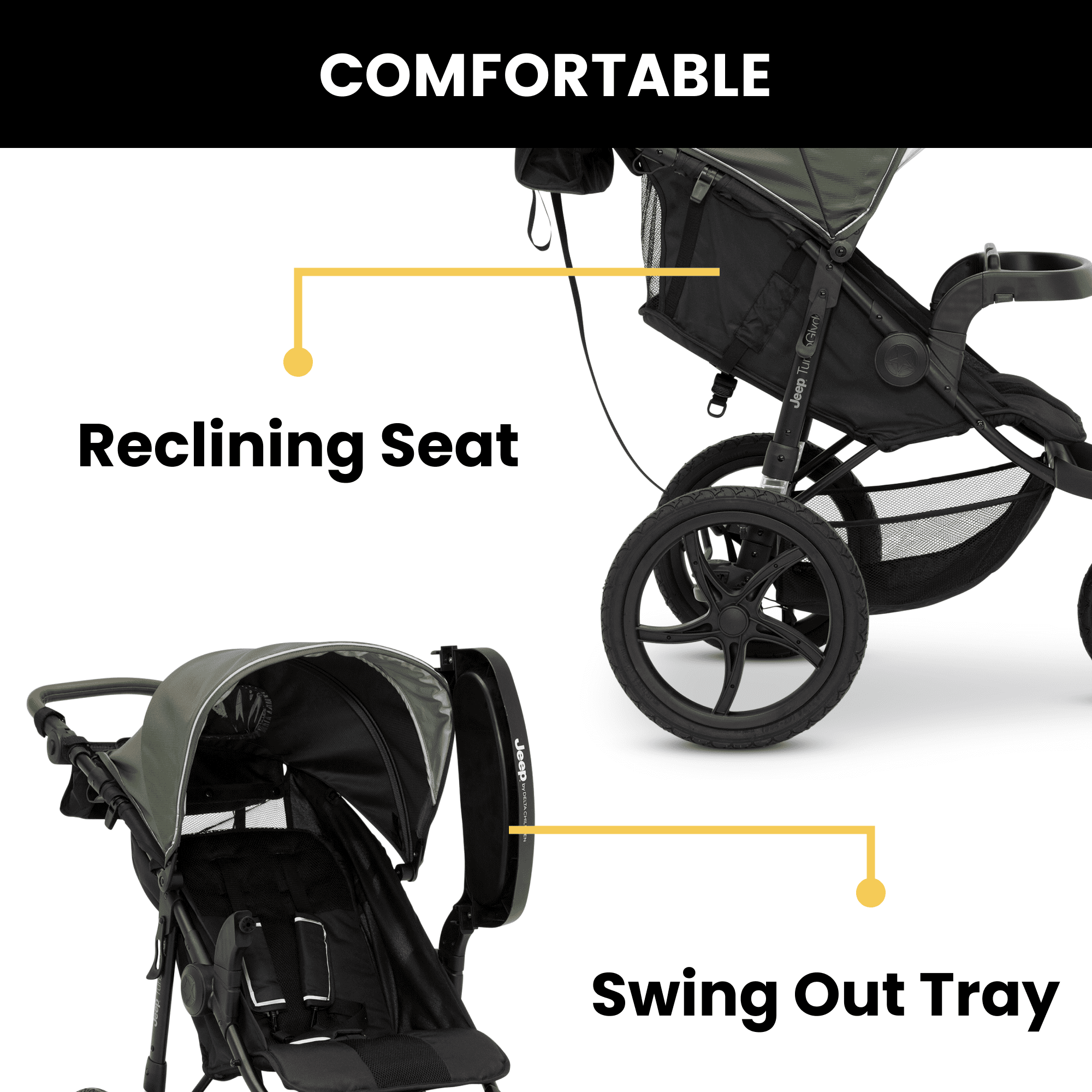 Delta Children Brandclub Jeep TurboGlyde Jogging Stroller by Delta Children Olive Green