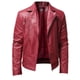 thumbnail image 1 of Chaqueta de cuero para hombre, moda, cuello levantado, Punk, motocicleta, cuero lavado, manga larga, sin capucha, prendas de vestir y chaquetas informales Pompotops oipoqjl37831, 1 of 7