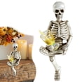 thumbnail image 3 of Clearance Sale! Resin Skeleton Figurines Set of 2 with Juice Glass, Funny Halloween Decor for Mantel Shelf Centerpiece, 3 of 5