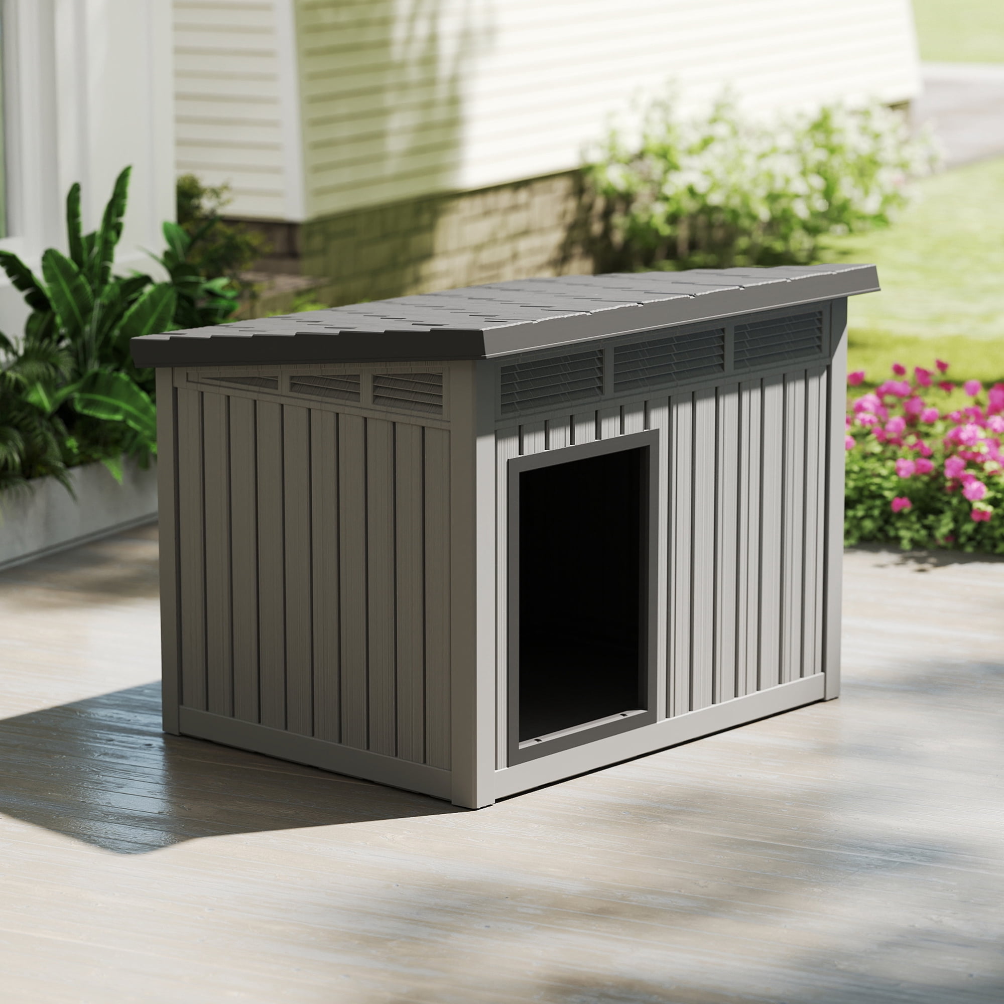 Dog House for Indoor & Outdoor Use - Weatherproof Roof & Removable Floor, Fits Small to Medium Dogs
