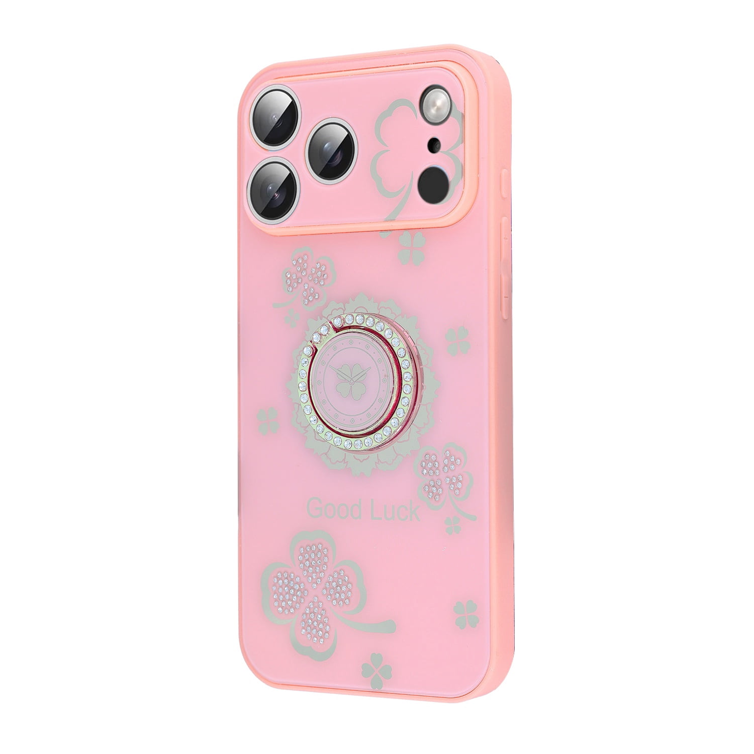 Cute Sturdy Diamond Shiny Cases with Ring for iPhone 17 Pro Max - Pink
