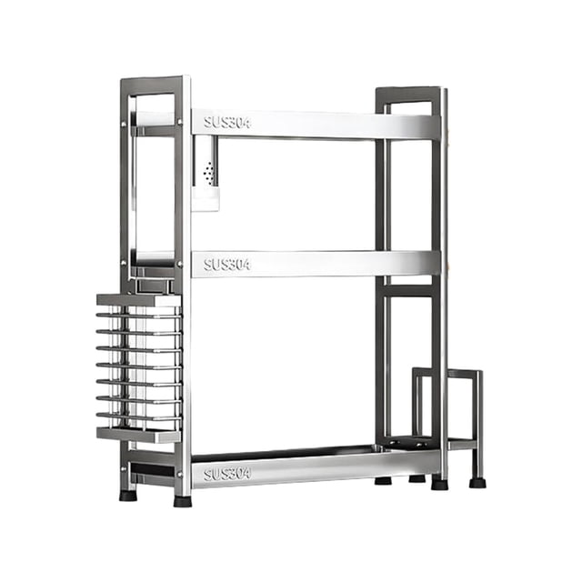 Estante organizador de especias, estante para condimentos, acero inoxidable para encimera, 3 niveles, estante de almacenamiento de cocina para 35 centímetros