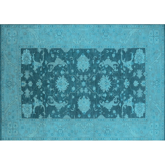 Ahgly Company Indoor Rectangle Oriental Light Blue Industrial Area Rugs, 2' x 3'