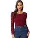 thumbnail image 1 of Top de encaje Con Bordado de Flores Allegra K Mujer Borgoña S, 1 of 6