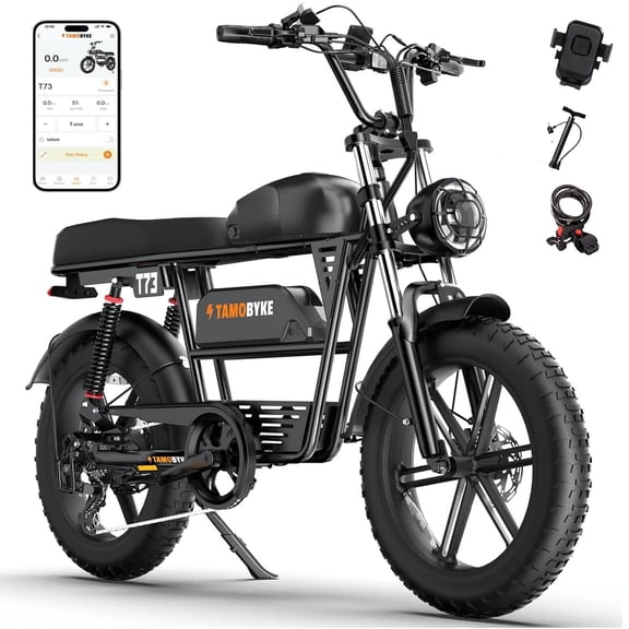 Tamobyke T73 Max Electric Bike for Adults,48V 36Ah Dual Battery,1500W Powerful Motor,20''*4''Fat Tire, Hydraulic Shockproof &Oils Brakes E-Mountain Bike UL2849