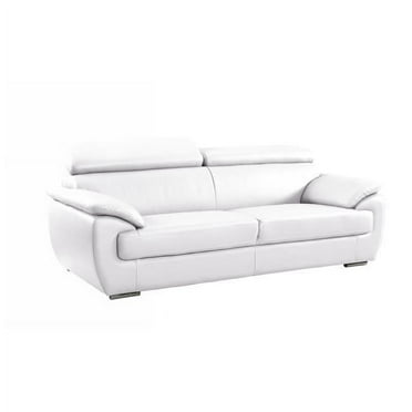 Home Roots 329523 Captivating Leather Sofa, White - 86 in.