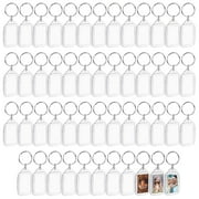 Kurtzy 50 Pack Blank Photo Insert Key chains - 1.25 x 2.13 Inches - Translucent Clear Acrylic Key Rings for Double-Sided Photos - Small Picture Frames for Family & Friends Gifts/Crafts
