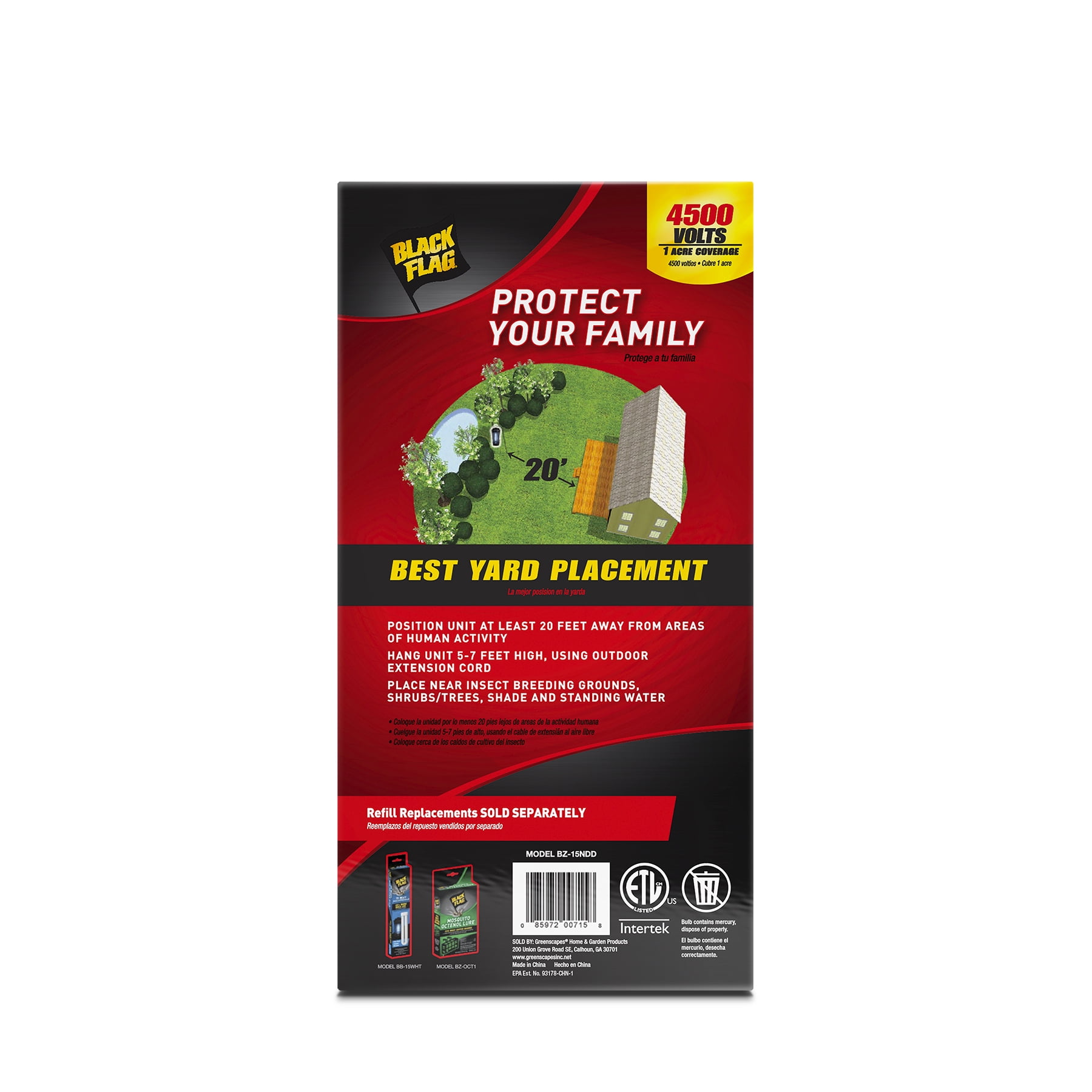 Black Flag 4500 Volt 15 Watt Electronic Bug Zapper Insect Killer, Includes Attachable Mosquito Lure Attractant