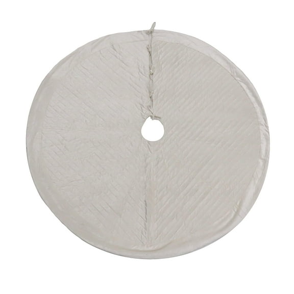 HGTV Home Collection by National Tree Company Christmas Tree Skirt, Ivory, Velvet, Quilted, Split Seam, String Ties, 60 Inch