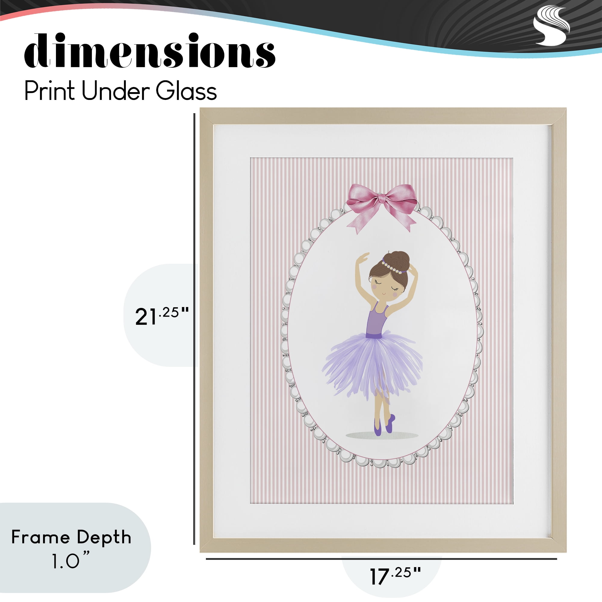 Stupell Industries Graceful Dance on Stripes Birch Framed Print Under Glass, design by Christine Simpson Art