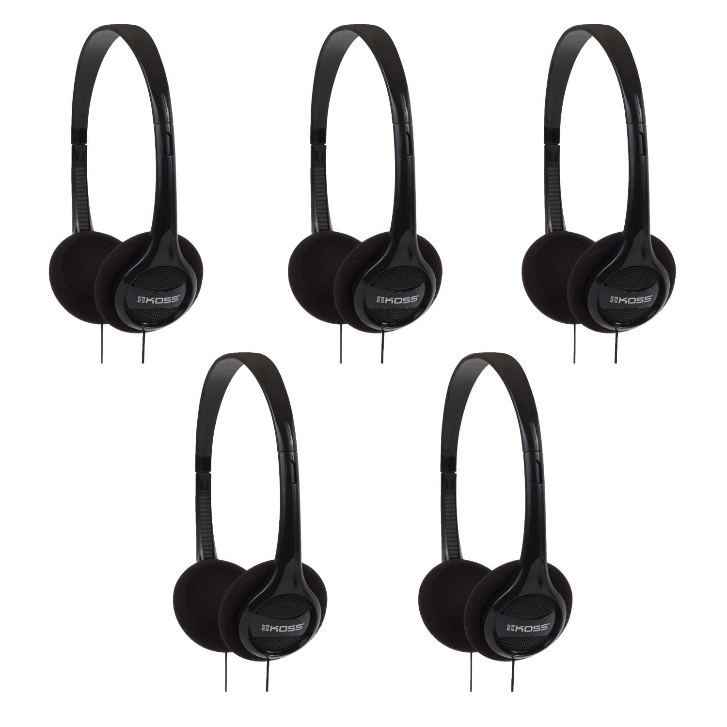 Koss KPH7 Lightweight Portable OnEar Headphones (Black, 5 Pack