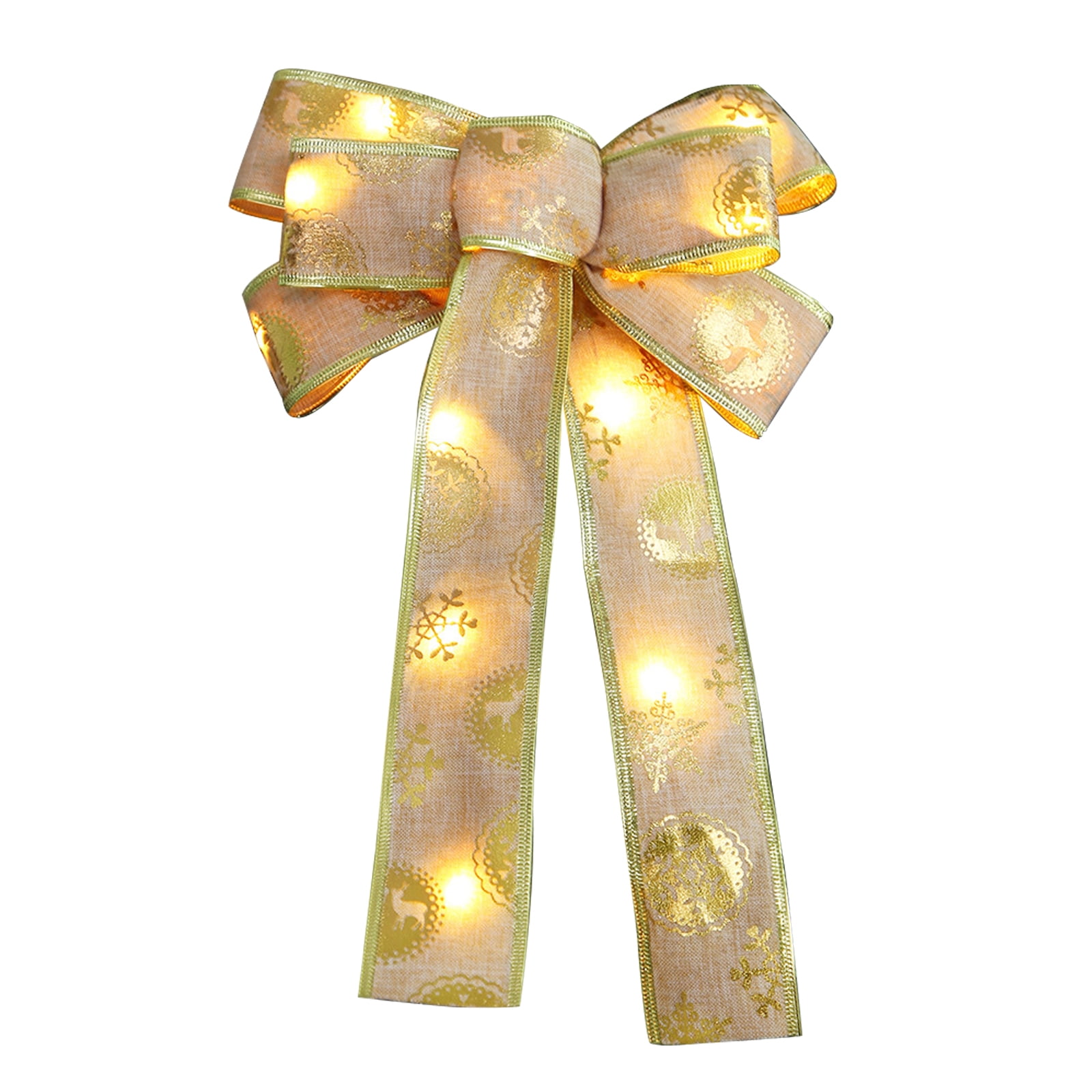 13in Christmas Tree Bow LED Ribbon Bows Christmas Tree Ornaments Tree Topper Christmas