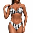 thumbnail image 1 of Bikini Set for Women Nylon Solid Color 2 Pc Swimsuit High Waist Swim Trunks Summer Beach Vacation, 1 of 8