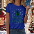 thumbnail image 5 of larppty Women O Neck Christmas Tree Graphic Funny Cute T Shirt Tops Tee (Blue, M), 5 of 8