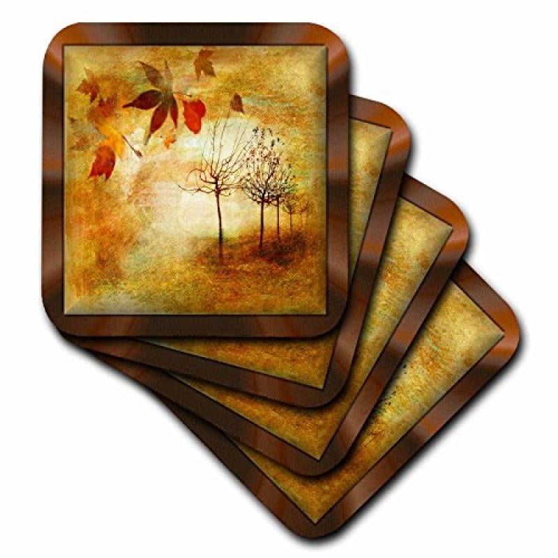 Set Of 4 3drose Cst 34758 3 Autumn Harvest 3d Ceramic Tile Coasters Home Kitchen Home Décor