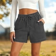 thumbnail image 2 of DHFJKG High Waisted Jean Shorts For Women Elastic Drawstring Loose Fit With Pockets Comfortable Solid Color Summer Denim Shorts Trendy Bottoms, 2 of 5