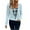 1442#Light Blue, variant on Women's V-Neck Solid-Color Checkered Casual Long Sleeve Tops Spring Winter Fashion Blouse