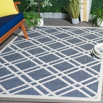 SAFAVIEH Beach House Aylen Geometric Indoor/Outdoor Area Rug, Blue/Ivory, 5'3" x 7'6"