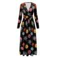 thumbnail image 5 of FKELYI Retro Flower Print Women's Fall Long Sleeve Dress Casual Maxi Dress with Pocket Flowy Tiered Waist Long Dresses for Spring Winter, L, 5 of 6