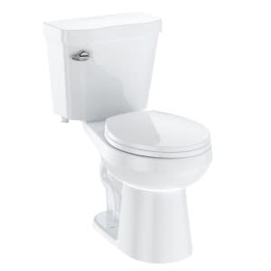 Ourlova Two Piece Round Toilet with 19 Inch ADA Height Side Flush Under Locking Lid Powerful Flushing System American Standard White