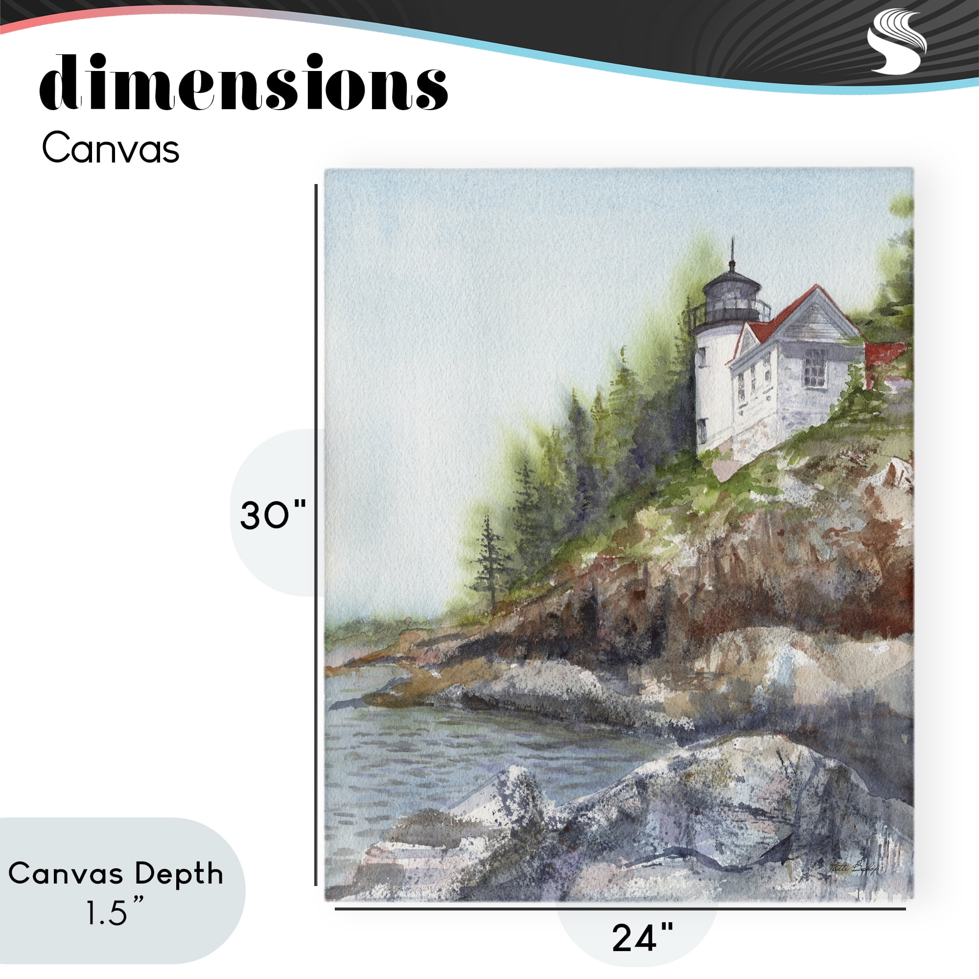Stupell Industries Bass Harbor Lighthouse Canvas Wall Art, design by Patti Bishop