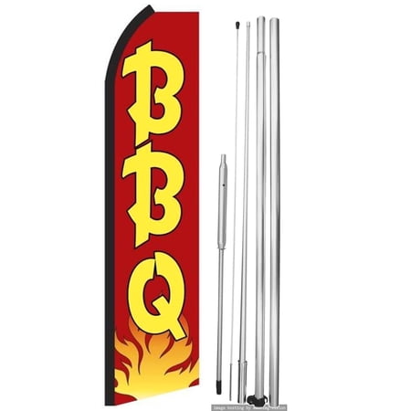OnPoint Wares | B B Q Swooper Flag |Advertisement /Business Flags | Feather Flag | With Complete 15ft Hybrid Pole Set