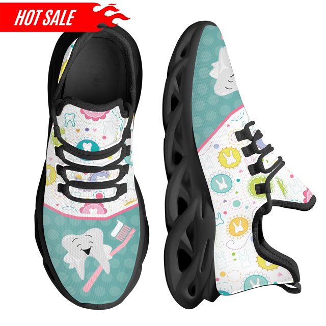 Nueva tendencia, zapatos planos para mujer con estampado de dibujos animados de dentista y dientes, zapatos casuales de malla transpirable, zapatillas para mujer