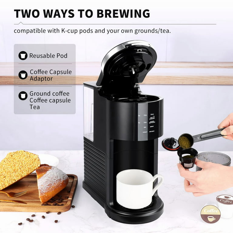 Single Serve Coffee Maker for K Cup and Ground Coffee 6 to 14 Oz Brew Sizes