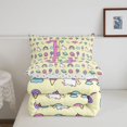 thumbnail image 5 of Manfei Cartoon Monogram L Pattern Twin Comforter Sets,Cute Unicorn Bedding Set,Yellow,Polkadot Reversible,2 Pieces,1 Comforter and 1 Pillowcase, 5 of 7