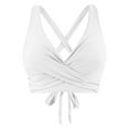 thumbnail image 6 of Hessimy Women Underwire Full Coverage Bikini Top Only Criss Cross Push Up Swim Crop Top Tie Back Bathing Suit(White,XL), 6 of 7