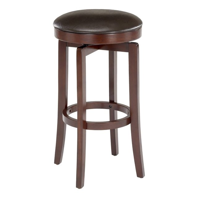 Bowery Hill 25" Transitional Wood Backless Swivel Counter Stool in Cherry/Brown