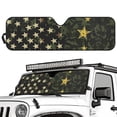 thumbnail image 2 of Yuyamidu Green American Flag Windshield Sun Shade Compatible with Jeep Wrangler JK JKU JL JLU 16.14" x 52.95" Accordion Folding Rainbow Front Window Sun Shade, 2 of 7