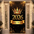thumbnail image 6 of Golden New Year Banner Jeweled Crown 2026 Display Sparkling Stars Black Background Crown Backdrop for New Year Party Holiday Celebration Indoor Decoration, 6 of 9
