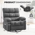 thumbnail image 2 of JMYMRY 360°Swivel Rocker Recliner Chair with Side Pockets, Adjustable Lounge Chair with Elegant Design for Living Room, Bedroom, Grey, 2 of 7