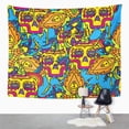 thumbnail image 2 of REFRED Blue Cartoon 60S Hippie Pattern Green Trippy Acid Black Blossom Curl Wall Art Hanging Tapestry Home Decor for Living Room Bedroom Dorm 51x60 inch, 2 of 2