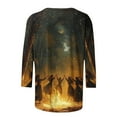 thumbnail image 3 of Riecok 3/4 Length Sleeve Women's Shirts Crewneck Witch Printed Tunic Tops Casual Basic Blouses Multicolor S, 3 of 4