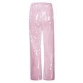 thumbnail image 6 of DHFJKG Women's Sparkly Sequins Pants Straight Leg Elastic Waist Solid Color Pants Party Night Club Cozy Trousers, 6 of 8