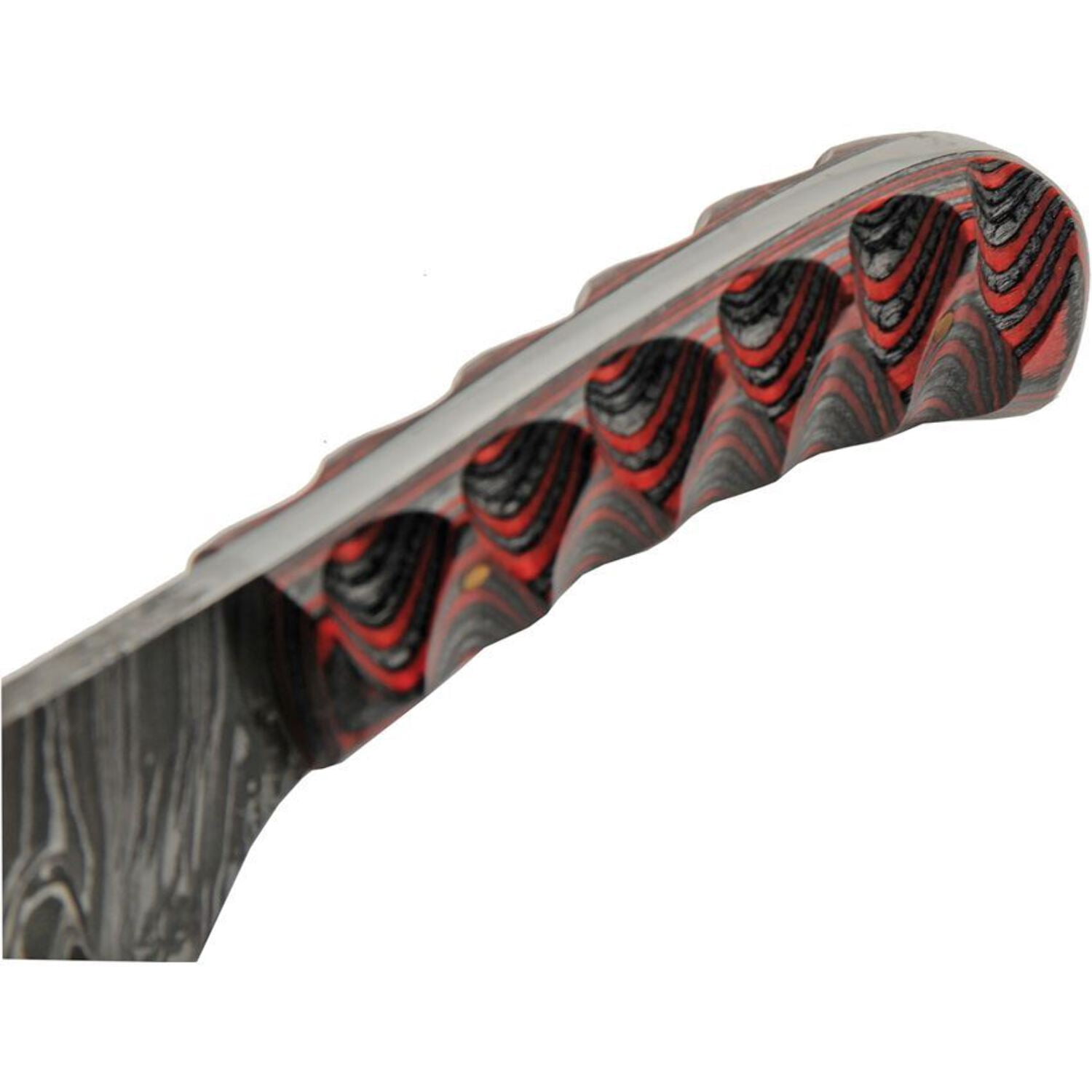 SANZ 6" Red Wood Handle Full Tang Damascus Steel Outdoor Utility Knife with Leather Sheath