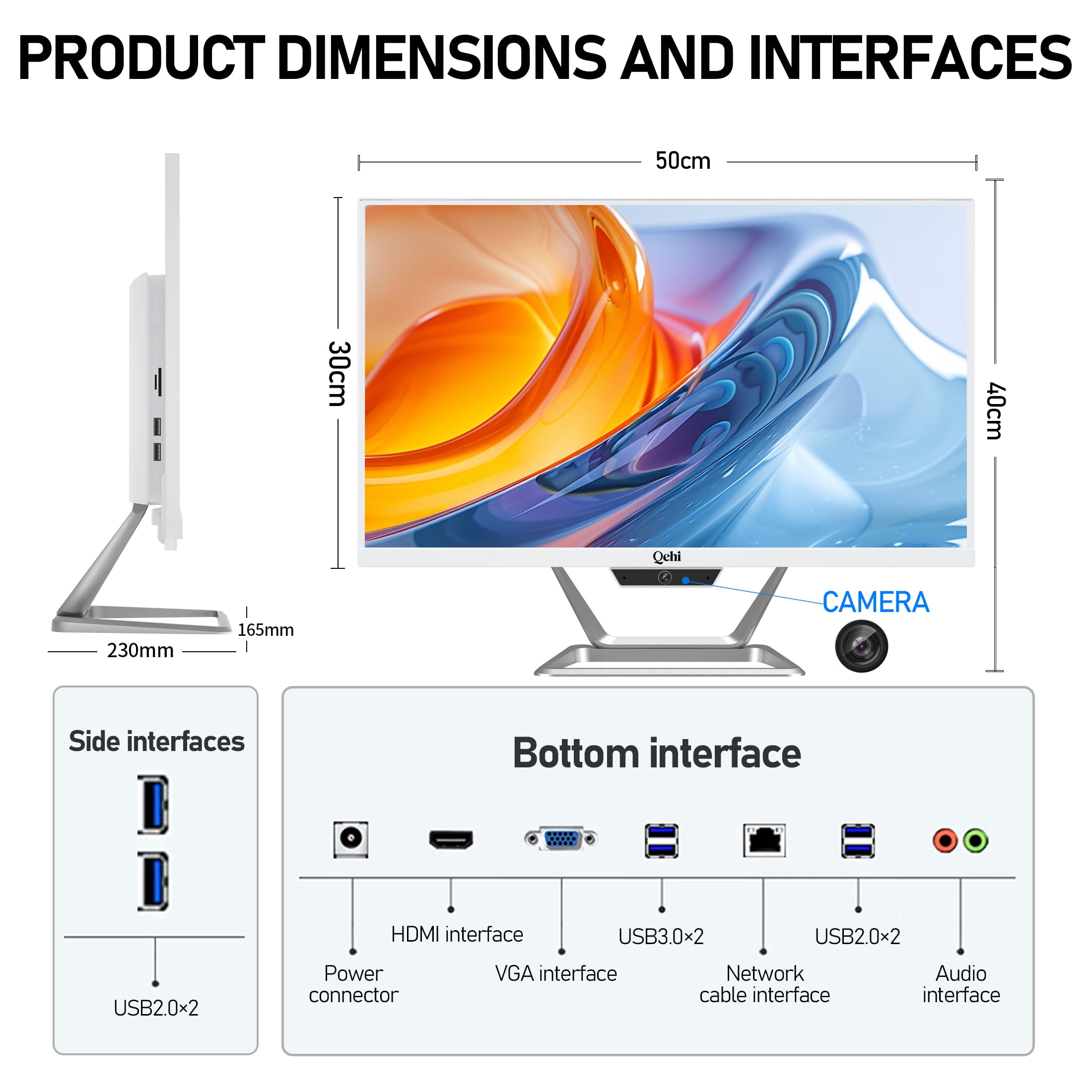 Qehi 22Inch All-in-One Desktop Computer | Core I5 Up to 3.5G | 16G RAM | 256G SSD | Wi-Fi6 Gaming All in One Business PC White 22" FHD Business AIO Home Office Includes Keyboard & Mouse