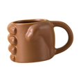 thumbnail image 3 of Taza de café de cerámica con diseño de puño para hombre y mujer, 300 ml, regalo para café, taza de leche Marrón, 3 of 9