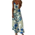 thumbnail image 2 of Nmnitkp Womens Maxi Dress 2025 Casual Strappy V Neck Sleeveless Flowy Sundress Plus Size Loose Long Maxi Beach Dress Sundress for Vacation S-5XL, 2 of 5