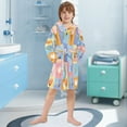 thumbnail image 5 of FORMRS Niños Bathrobe Unisex Hooded Robe Soft Plush Pajamas Sleepwear, Size 2-3T, Blue Flowers, 5 of 7