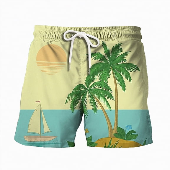 KPOPLK Mens Swimming Trunks 5 Inch Inseam Swim Shorts Summer Bathing Suit Swimwear Beachwear with Pockets(Light Yellow,XXL)