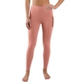 thumbnail image 4 of Women's Soft Fabric Yoga Pants for Women, Mid Elastic Waist Slim Fit Leggings, Pockets, High Stretch, Comfortable Workout Athletic Gym Fitness Running Casual | VerBelle,Pink M, 4 of 6